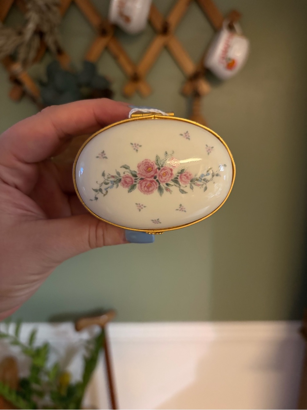 Lenox Floral Porcelain Trinket Box - Pink Rose Motif